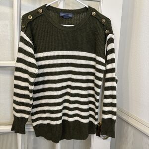 Olive Green Striped Sweater Womens S